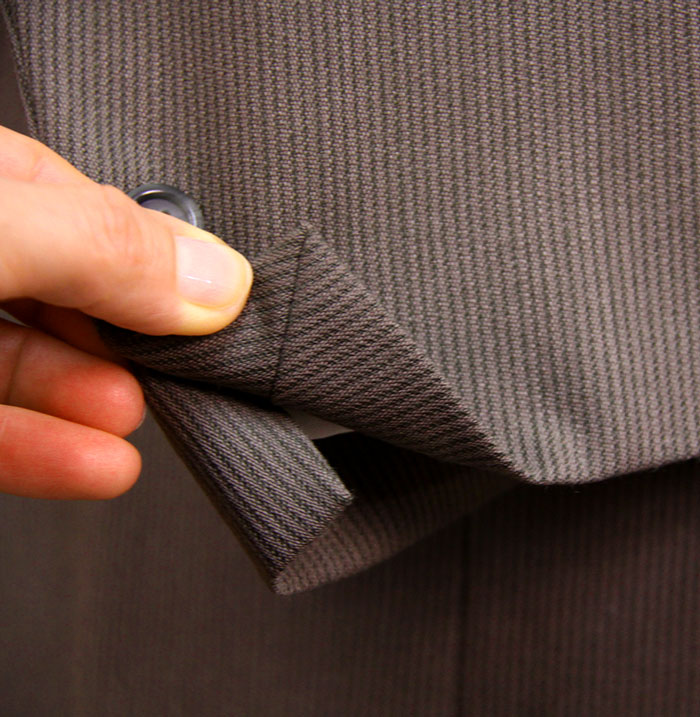 Suit or Jacket Alteration Shortening Sleeve with Mitered Corner Vent