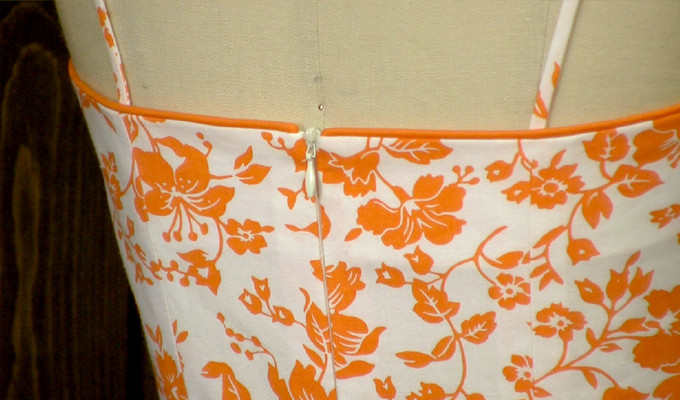Close up of dress invisible zipper